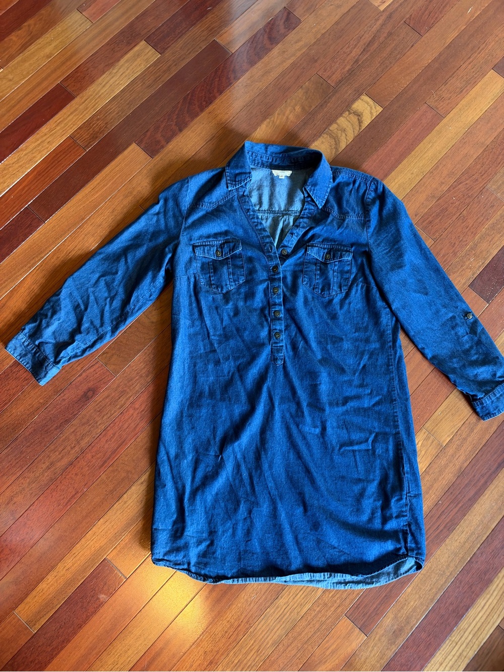 ECI Indigo Blue Denim Button- up Women’s Dress